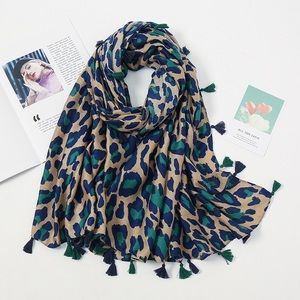 Women's scarf classic fashion leopard print cotton and linen scarf